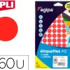Pastille adhésive apli agipa diamètre 15mm coloris rouge étui a5 pochette 960 unités