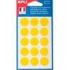 Pastille adhésive apli agipa diamètre 19mm permanente coloris jaune pochette 90 unités