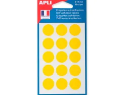 Pastille adhésive apli agipa diamètre 19mm permanente coloris jaune pochette 90 unités