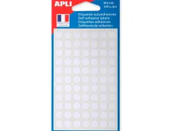 Pastille adhésive apli agipa diamètre 8mm permanente coloris blanc pochette 539 unités