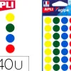 Pastille adhésive apli agipa diamètre 15mm coloris assortis pochette 140 unités