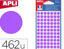 Pastille adhésive apli agipa diamètre 8mm permanente coloris violet pochette 462 unités