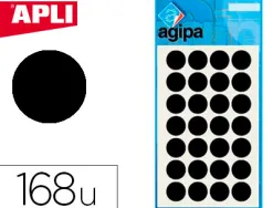 Pastille adhésive apli agipa diamètre 15mm permanente coloris noir pochette 168 unités