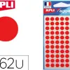 Pastille adhésive apli agipa diamètre 8 mm coloris rouge pochette 462 unités
