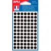 Pastille adhésive apli agipa diamètre 8mm permanente coloris noir pochette 462 unités