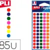 Pastille adhésive apli agipa diamètre 8 mm coloris assortis pochette 385 unités