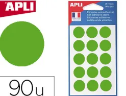 Pastille adhésive apli agipa diamètre 19mm permanente coloris vert pochette 90 unités