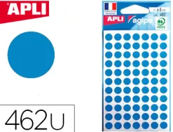 Pastille adhésive apli agipa diamètre 8 mm coloris bleu pochette 462 unités
