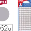 Pastille adhésive apli agipa diamètre 8mm permanente coloris argent pochette 308 unités