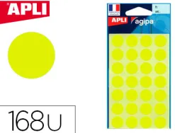 Pastille adhésive apli agipa diamètre 15mm coloris jaune pochette 168 unités