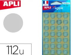 Pastille adhésive apli agipa diamètre 15mm permanente coloris argent pochette 112 unités