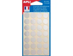 Pastille adhésive apli agipa diamètre 15mm permanente coloris argent pochette 112 unités
