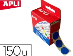 Pastille adhésive apli agipa diamètre 15mm permanente coloris bleu boîte 150 unités