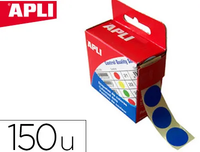 Pastille adhésive apli agipa diamètre 15mm permanente coloris bleu boîte 150 unités