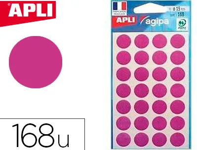 Pastille adhésive apli agipa diamètre 15mm permanente coloris violet pochette 168 unités