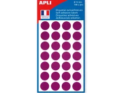 Pastille adhésive apli agipa diamètre 15mm permanente coloris violet pochette 168 unités