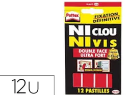 Pastille adhésive pattex ni clou ni vis double face supporte 2.75kg ultra fort étui 10 pastilles