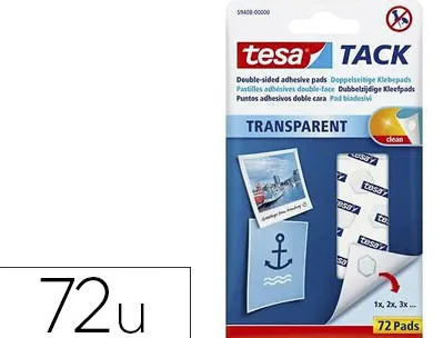 Pastille adhésive tesa tack universal pâte à fixer souple court terme transparente étui 72 unités
