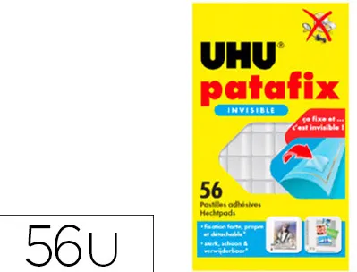 Pastille adhésive uhu invisible double face ultra-fine fixation permanente étui 56 unités