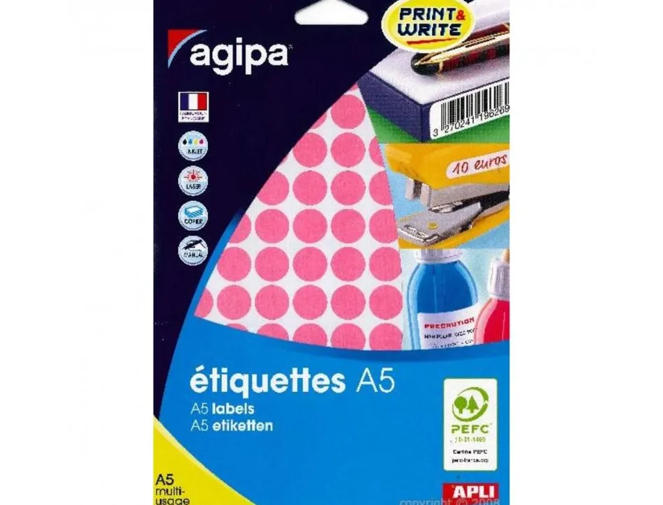Pastilles multi-usage 15mm pochette de 10 coloris rose 960 unites