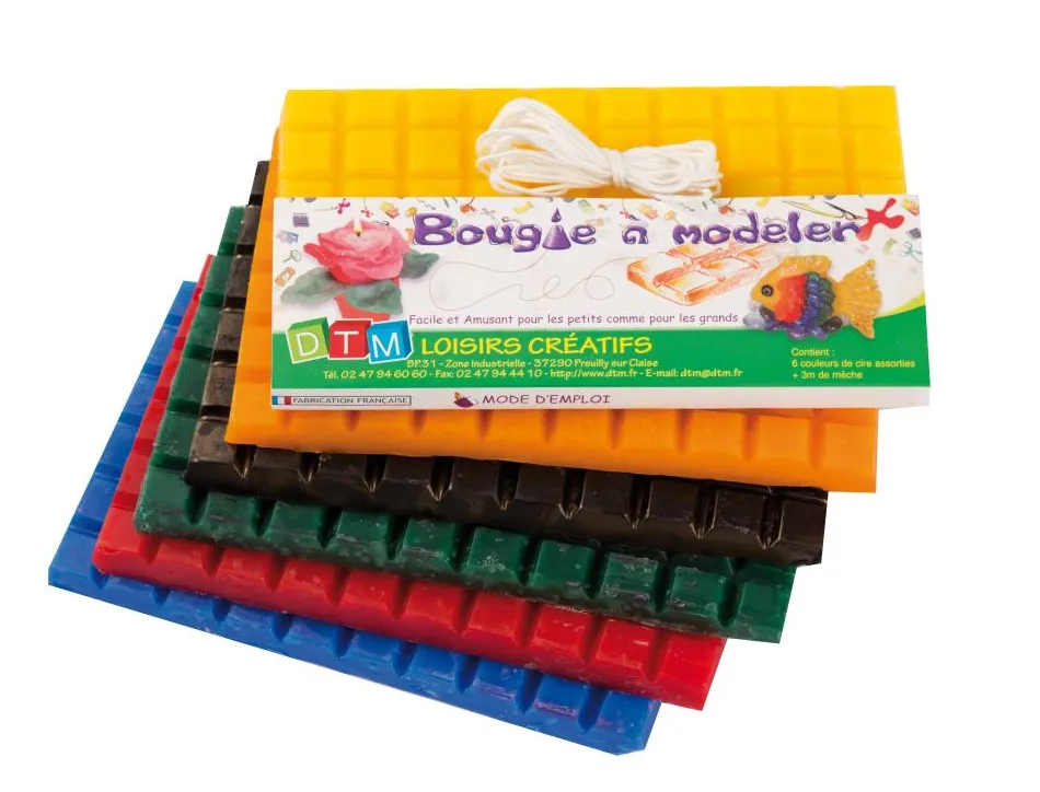 Pate a bougie graine creative a modeler 1300g coloris assortis 6 plaques