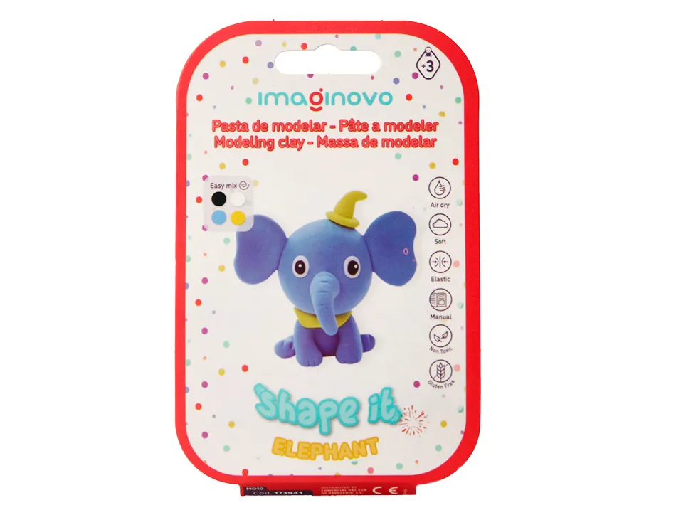 Pate a modeler imaginovo sechage a l'air set coloris assortis avec instructions elephant
