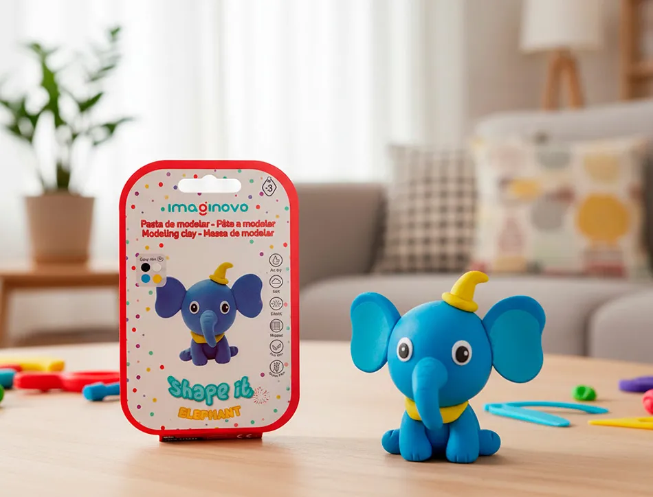 Pate a modeler imaginovo sechage a l'air set coloris assortis avec instructions elephant