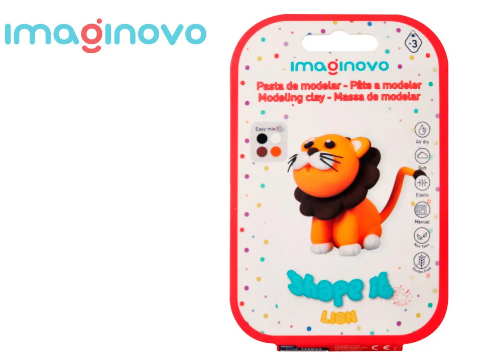 Pate a modeler imaginovo sechage a l'air set coloris assortis avec instructions lion