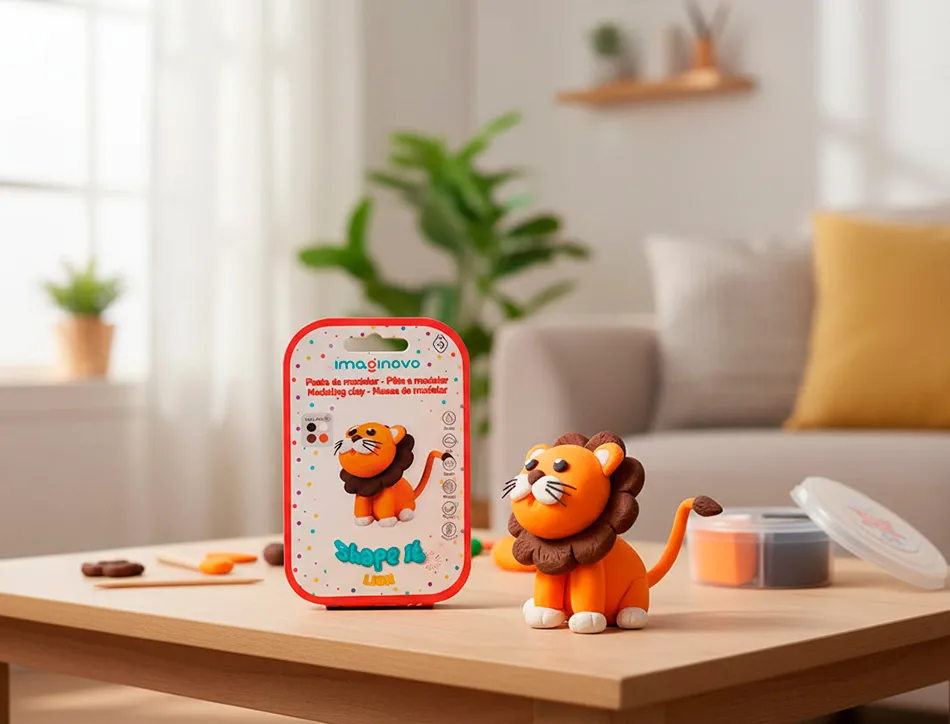 Pate a modeler imaginovo sechage a l'air set coloris assortis avec instructions lion