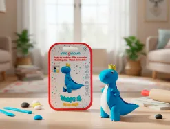 Pate a modeler imaginovo sechage a l'air set coloris assortis avec instructions dinosaure bleu