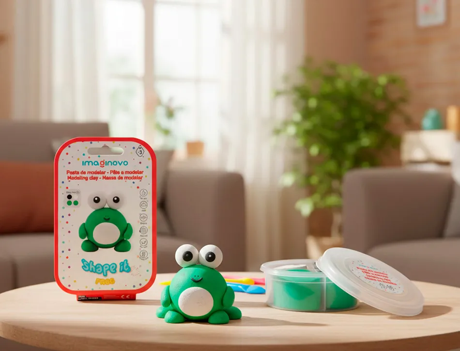 Pate a modeler imaginovo sechage a l'air set coloris assortis avec instructions grenouille