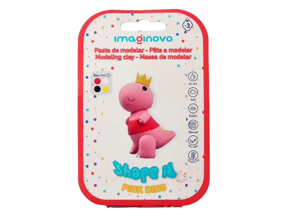 Pate a modeler imaginovo sechage a l'air set coloris assortis avec instructions dinosaure rose