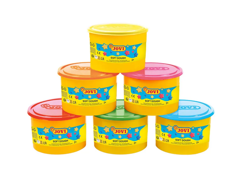 Pate a modeler jovi blandiver coloris neon assortis boite 6 pots 460g