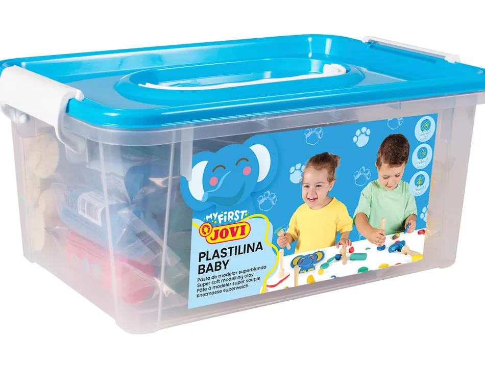 Pate a modeler jovi plastilina baby coffret coloris assortis 20 pains 38g + 9 tampons bois pour pate a