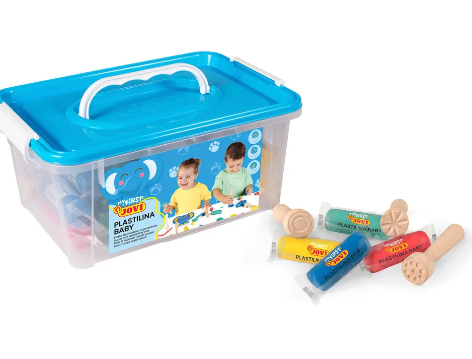 Pate a modeler jovi plastilina baby coffret coloris assortis 20 pains 38g + 9 tampons bois pour pate a