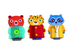Pedagogie montessori djeco ziptou favorise la concentration 3 animaux en bois 1 a 3 joueurs