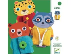 Pedagogie montessori djeco ziptou favorise la concentration 3 animaux en bois 1 a 3 joueurs