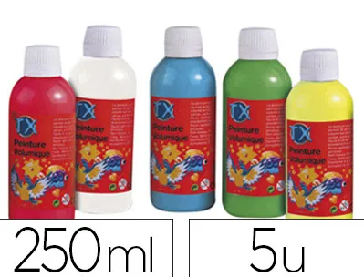 Peinture à l'eau culture club repositionnable coloris assortis lot 5 flacons 250ml + 10 stylos applicateurs offerts