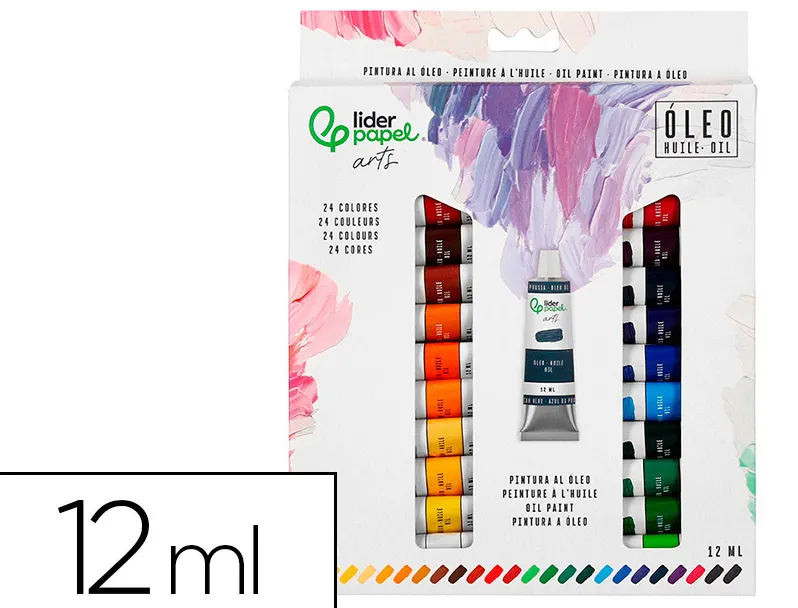 Peinture a l huile liderpapel boite de 24 tubes en aluminium de 12 ml coloris assortis