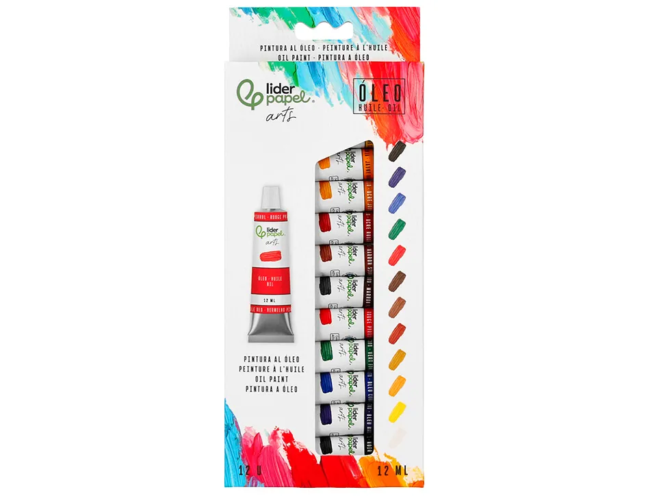 Peinture a l huile liderpapel boite de 12 tubes en aluminium de 12 ml coloris assortis