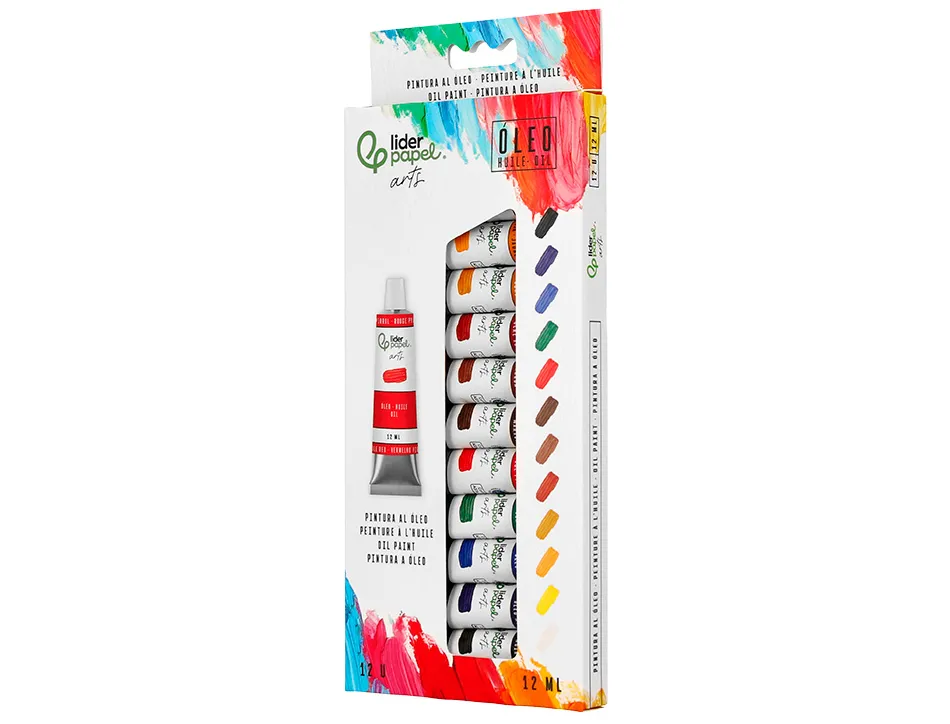 Peinture a l huile liderpapel boite de 12 tubes en aluminium de 12 ml coloris assortis