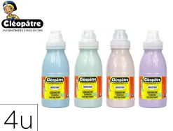 Peinture a l'eau cleopatre nefertari pailletee tous supports flacon 250ml coloris pastel assortis lot 4 unites