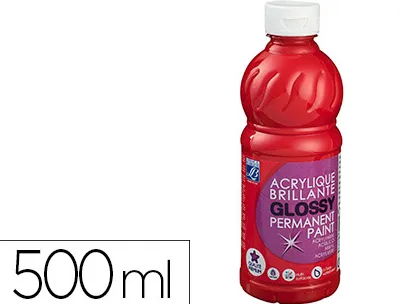 Peinture acrylique lefranc bourgeois glossy fluide brillante indélébile multi-supports rouge vif flacon 500ml