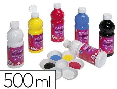 Peinture acrylique lefranc bourgeois glossy fluide indélébile multi-supports assortiment primaire 6 flacons 500ml