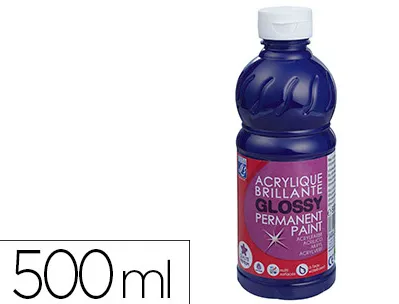 Peinture acrylique lefranc bourgeois glossy fluide brillante indélébile multi-supports bleu outremer flacon 500ml