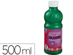 Peinture acrylique lefranc bourgeois glossy fluide brillante indélébile multi-supports vert brillant flacon 500ml