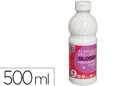 Peinture acrylique lefranc bourgeois glossy fluide brillante indélébile multi-supports blanc flacon 500ml