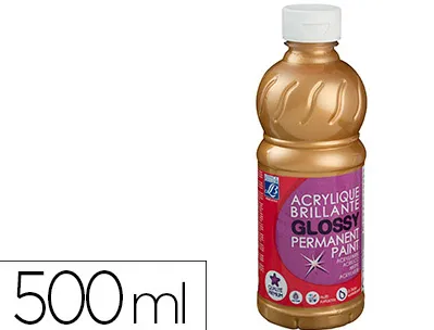 Peinture acrylique lefranc bourgeois glossy fluide brillante indélébile multi-supports or flacon 500ml