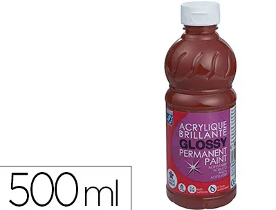 Peinture acrylique lefranc bourgeois glossy fluide brillante indélébile multi-supports terre sienne brûlée flacon 500ml