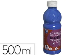 Peinture acrylique lefranc bourgeois glossy fluide brillante indélébile multi-supports bleu primaire flacon 500ml